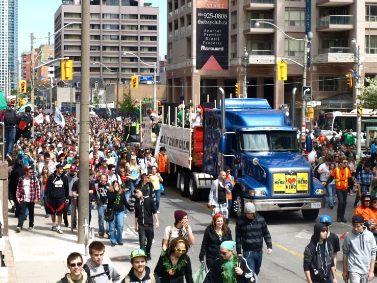 a huge truck that is driving in the street