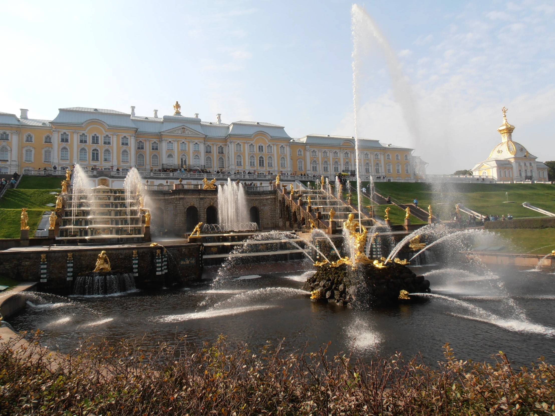 the building is painted yellow and white