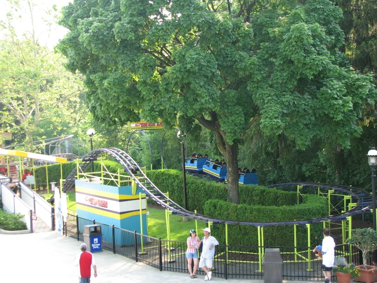 the park is near a long line of children's rides