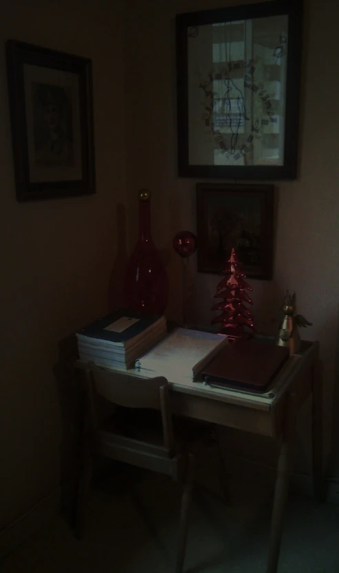 a table is decorated with a christmas tree