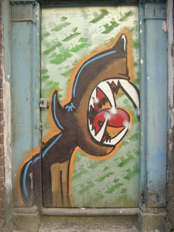 a door with some very grafitti style animals painted on it