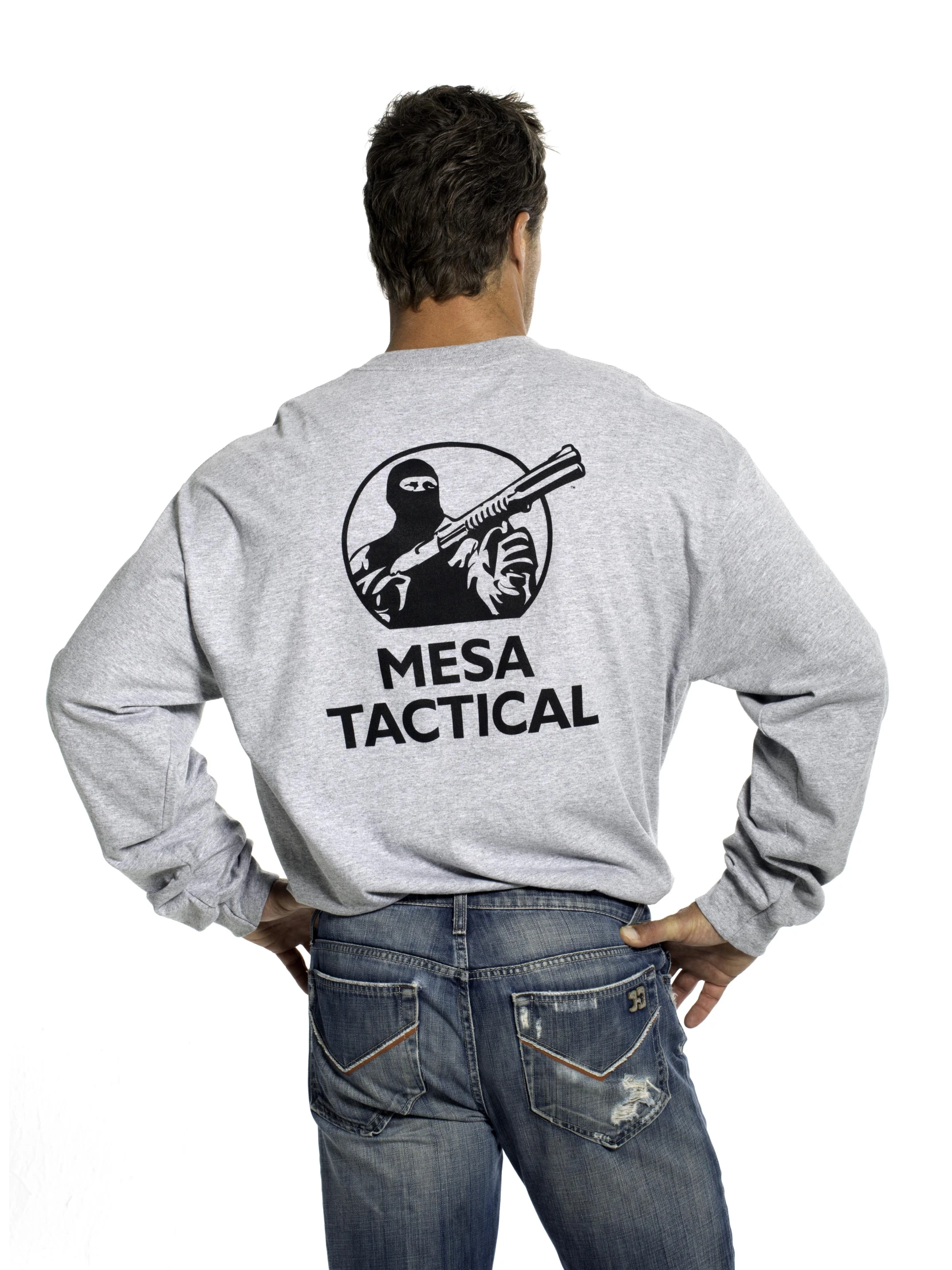 the message on the back of a sweatshirt says mesa practical