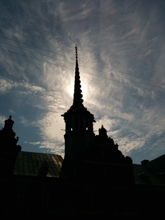 silhouette of the top of a building against the sky