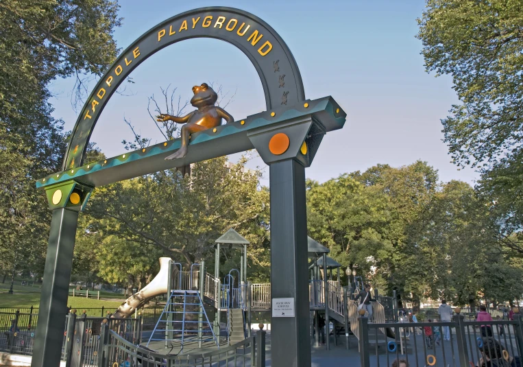 the play ground has a teddy bear playground and climbing area