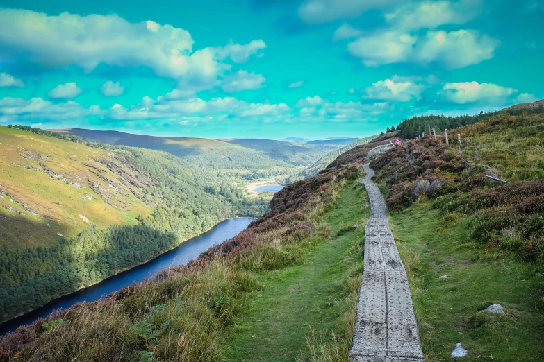 a winding path along the side of a mountain