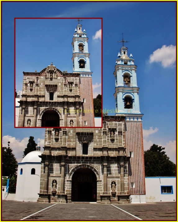 a church that has two bell towers on it