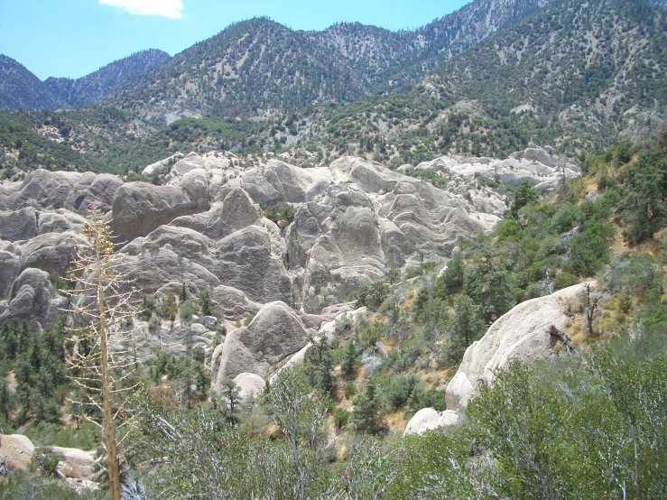 there is a large group of mountains with rock formations