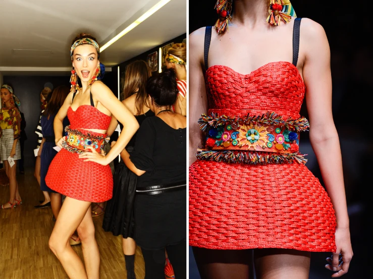 two pictures of people wearing headgear with colorful jewelry and dress