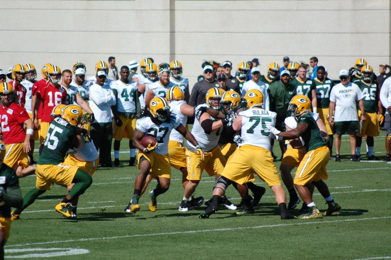 football players are seen during a game