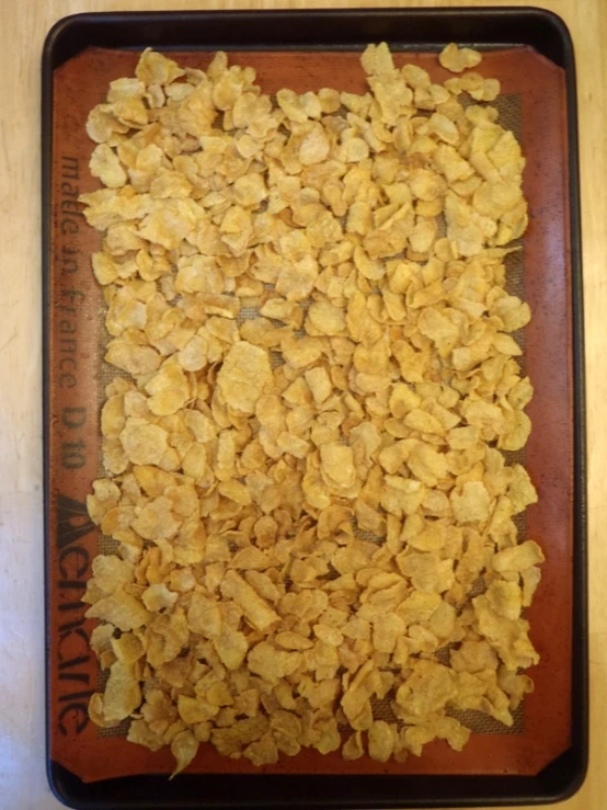 a pile of chips that are laying on a tray