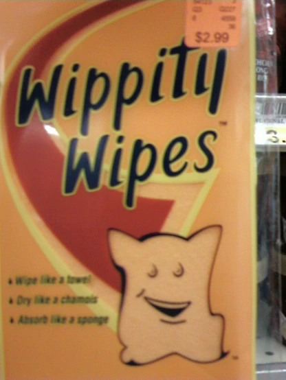 a sign advertising wipes and a cat