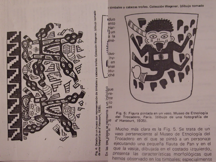 a drawing shows the image of a native american creature next to another image