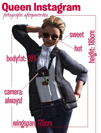 an illustration shows a woman with a camera, wearing sunglasses and a jacket