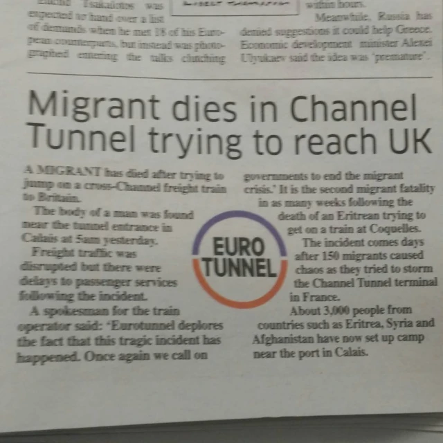 a newspaper paper is shown with an article about the euo tunnel