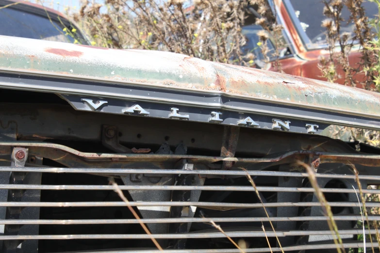 the old rusty and worn metal grill from an antique train