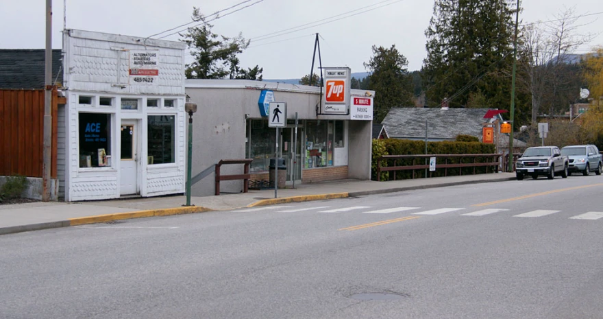 a street with a number of stores along it