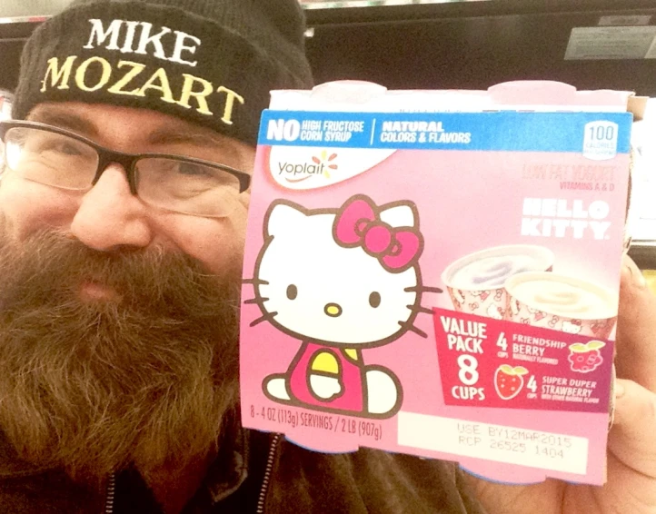 a hello kitty ice cream yogurt with an old hello kitty label