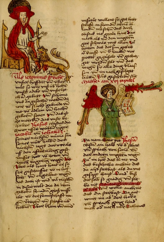two old pages are depicted with ink on parchment