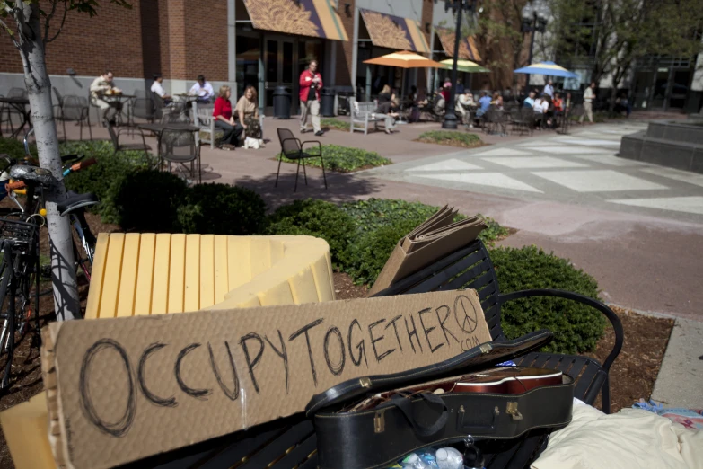 this is the front of an outdoor restaurant that was defaced