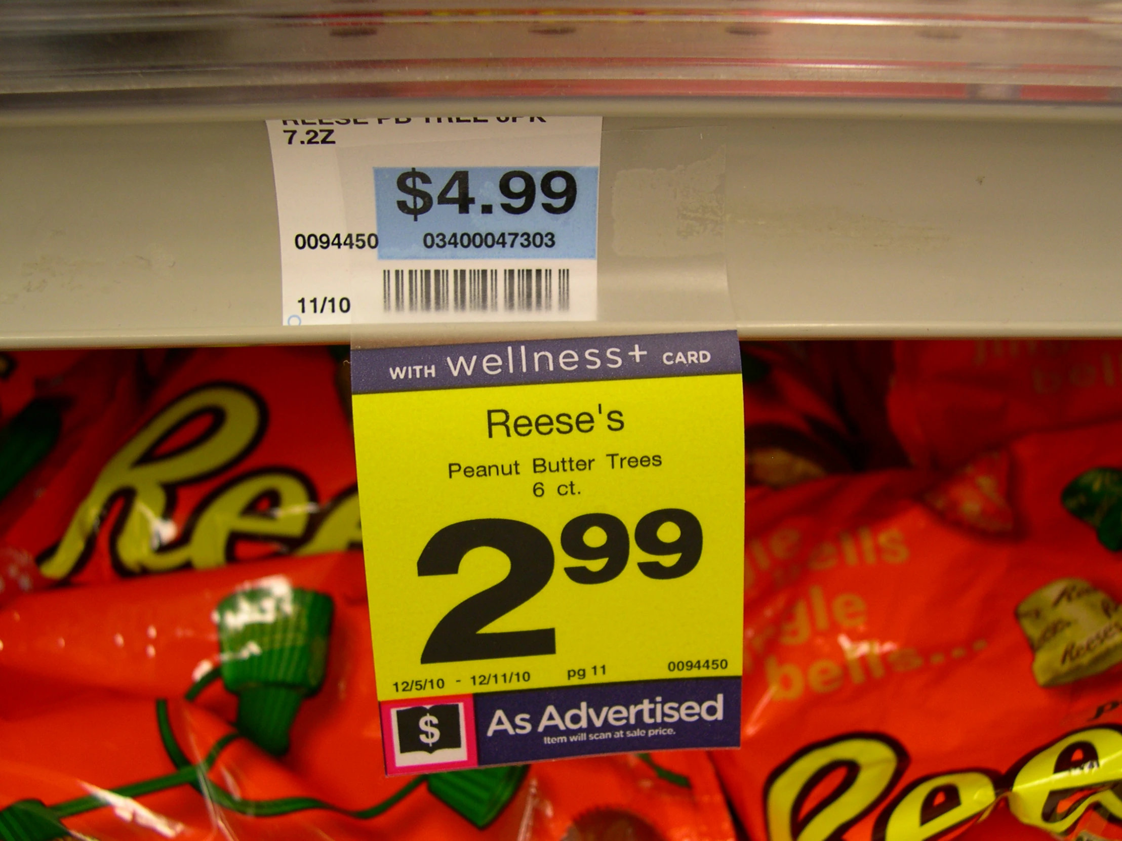 a package of reese's or peanuts and the price is $ 49 99