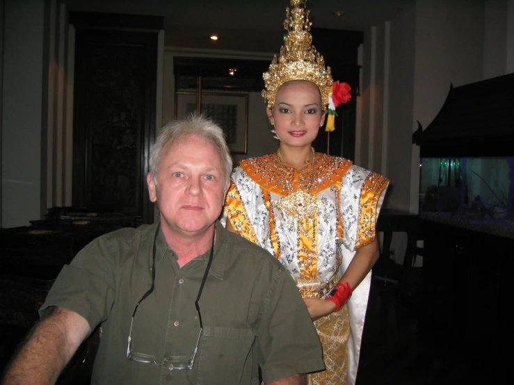 a man and a woman in traditional costumes