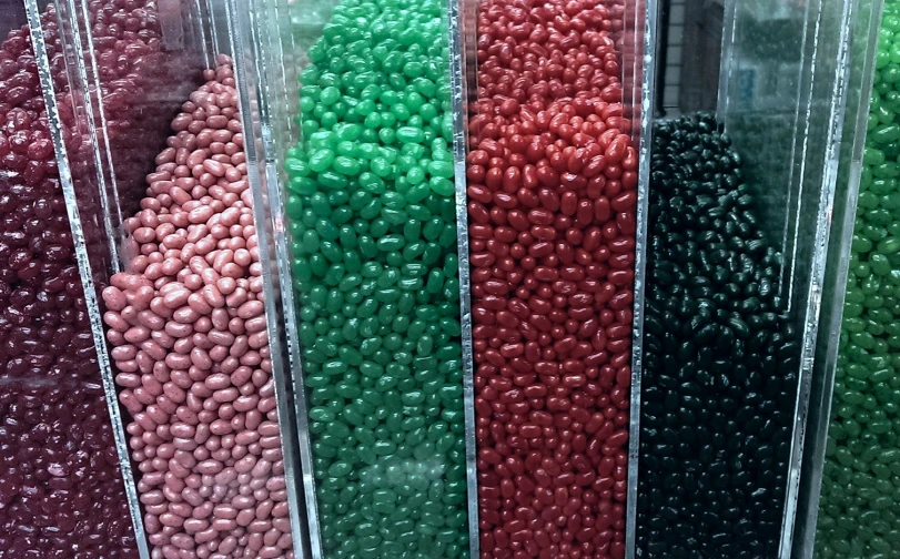 a large amount of candy on display in a store