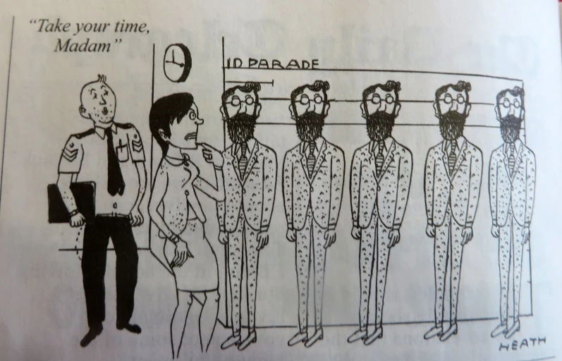 an old comic strip showing different people dressed as the same