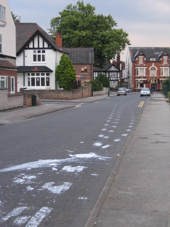 a road with painted street names on it