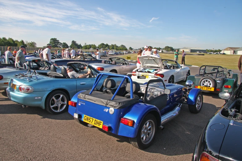 a group of vehicles parked next to each other