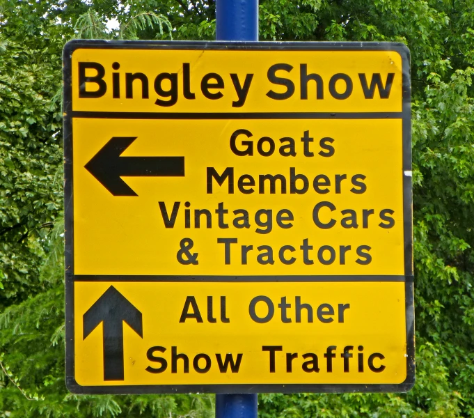 this yellow sign has the words bingley show