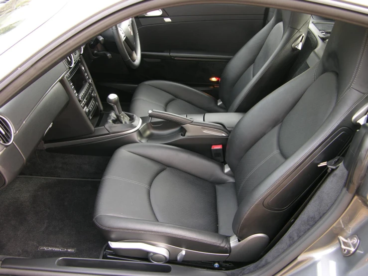 the front seats of a car are gray