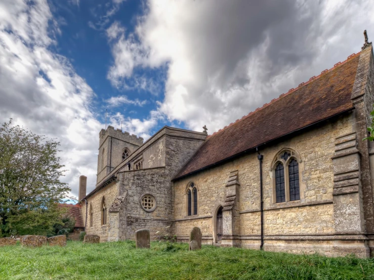 the stone church has many small windows