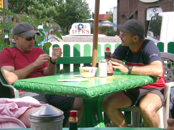 two men are sitting at the table