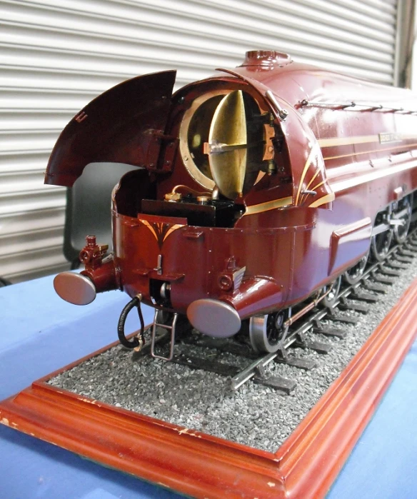 a train model on display on a table