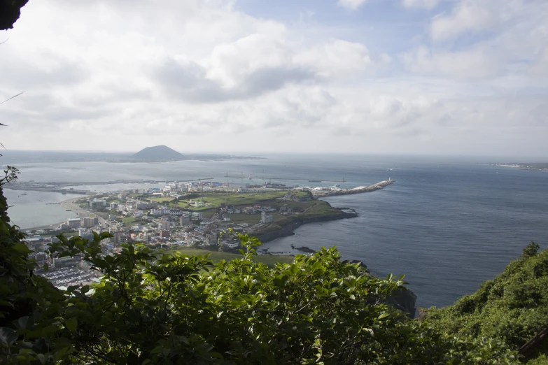 an overview of an island in the middle of the ocean