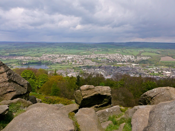 a view of a small town on the horizon