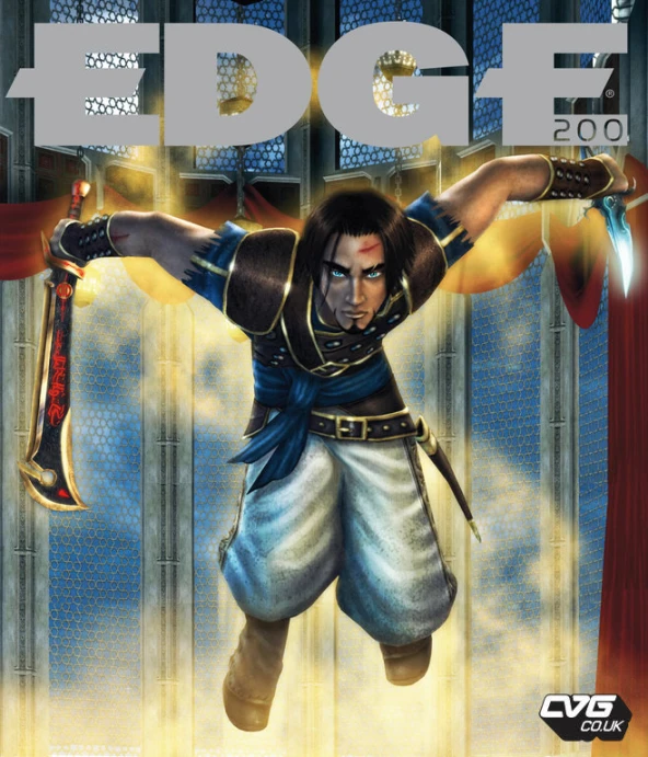 a computer game cover with a man with two swords in his hand