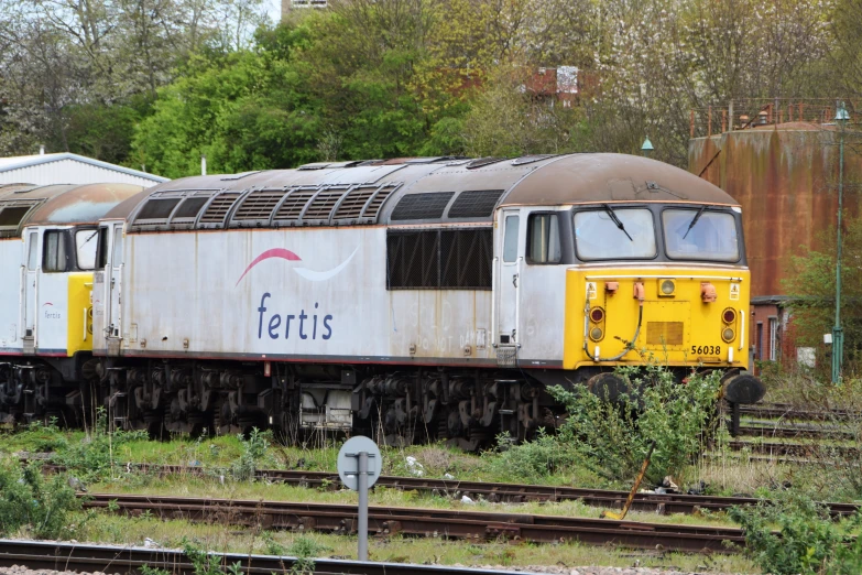 a train with its door open near some grass