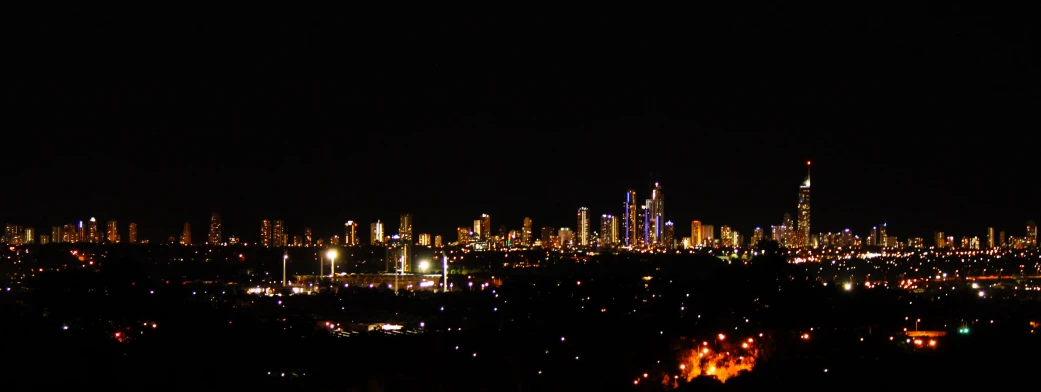 a night view of a city from above at nighttime