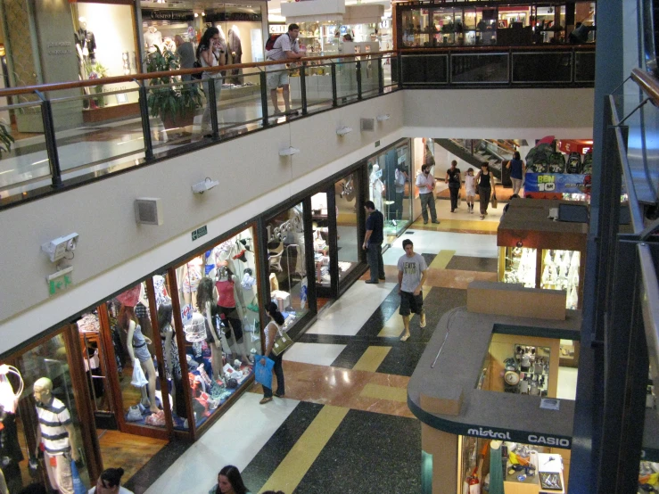 many people are shopping in an open mall