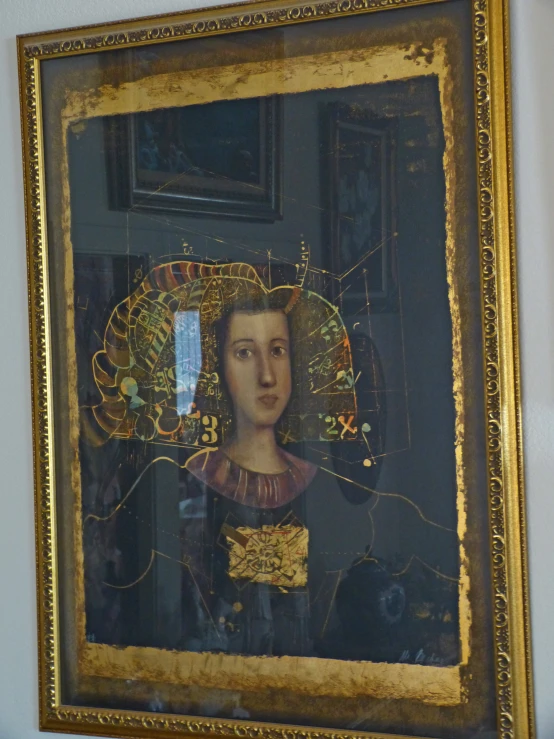 an old painting is shown in a gilded frame