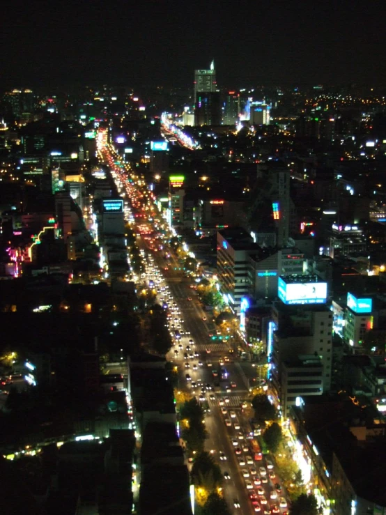 a view of an urban city at night