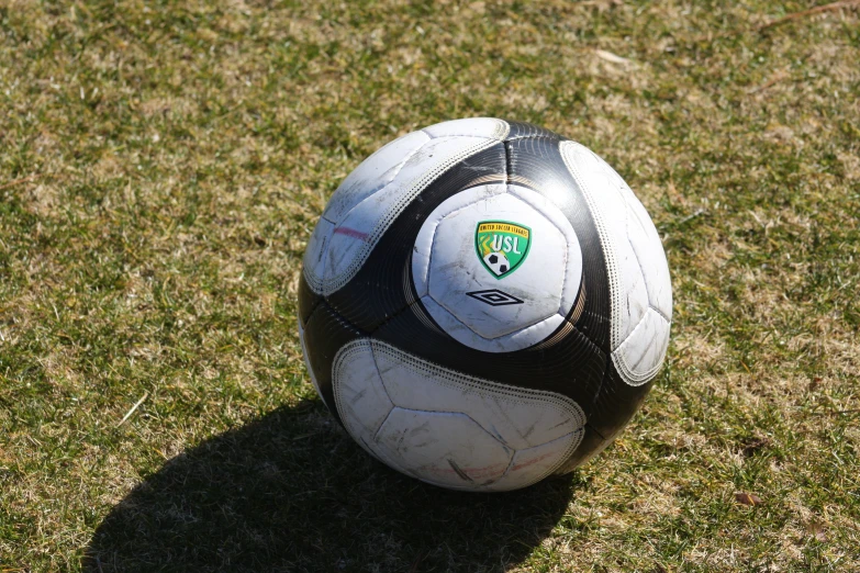 a soccer ball sitting on top of green grass