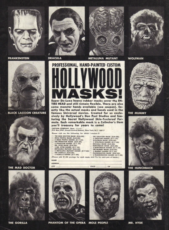 some kind of ad from the hollywood mask company