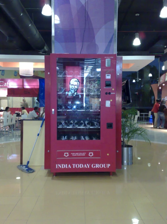 a vending machine at an indoor shopping center