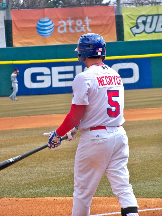 a baseball player holding a bat on top of a field