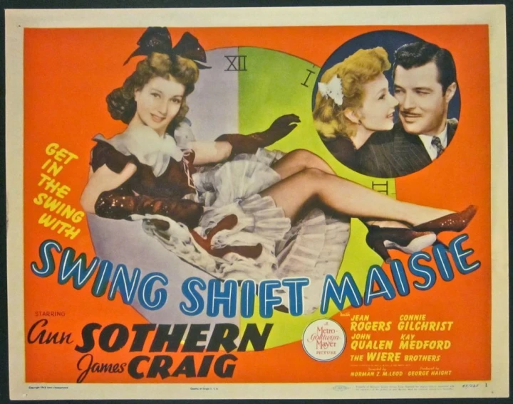 a poster for swing shift music shows two woman laying down