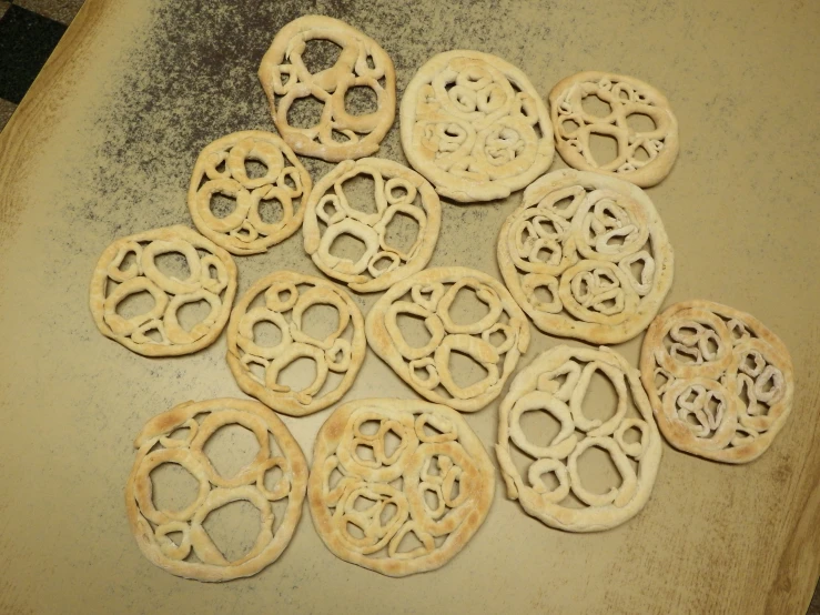 a variety of cookies arranged on a table