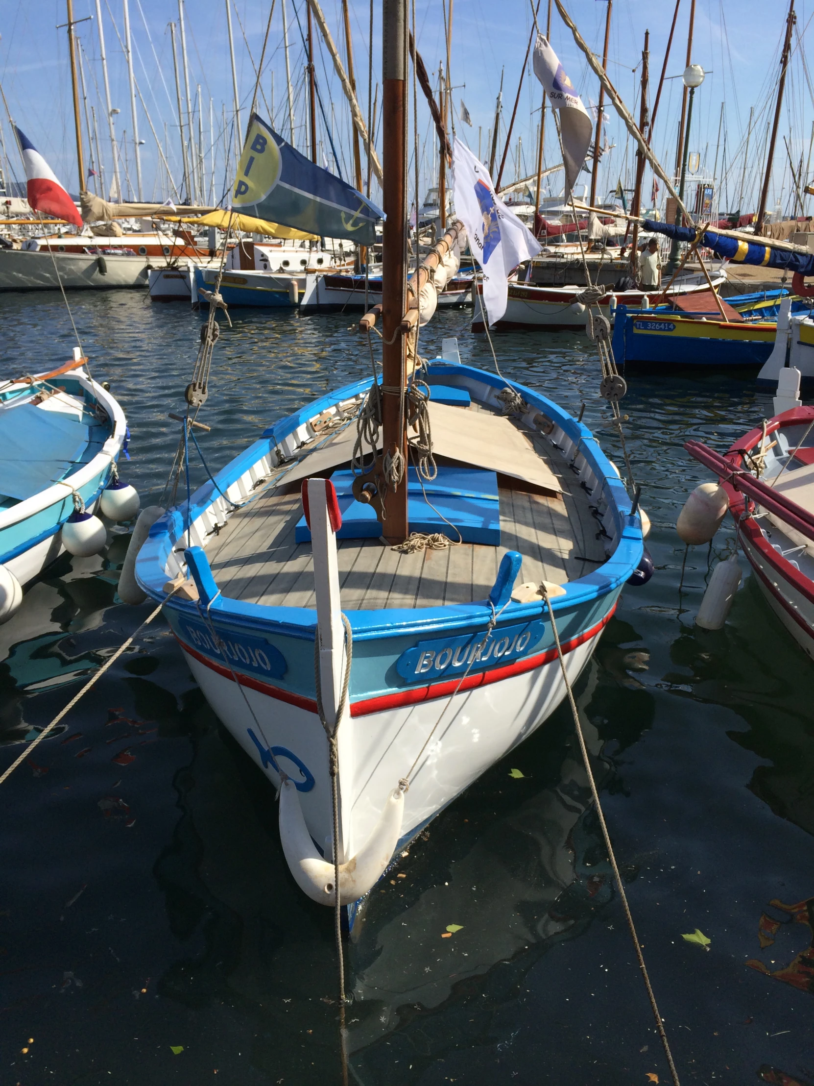 many sail boats in a harbor and docked together