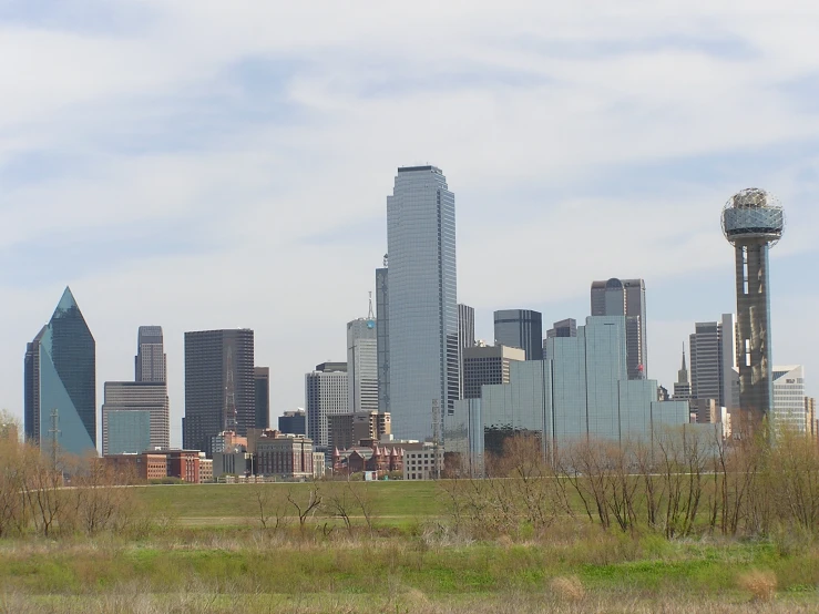 a po of the city of tall buildings and a plane flying in the sky